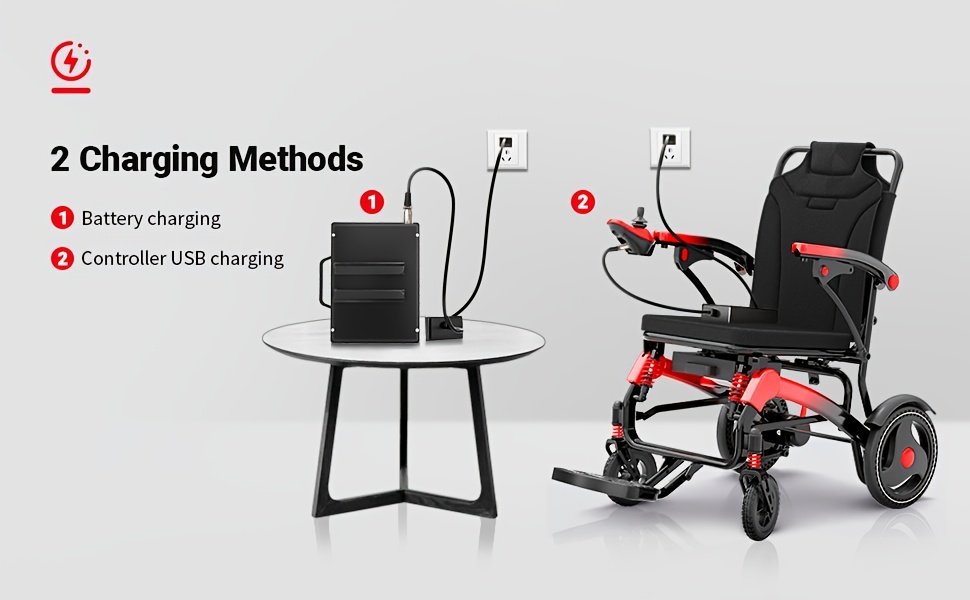 collapsible electric wheelchair with long   a christmas gift airline for boarding 12ah lithium battery enables traveling 15 miles comfortable shock absorbing   can bear a weight of 260   Product details 4