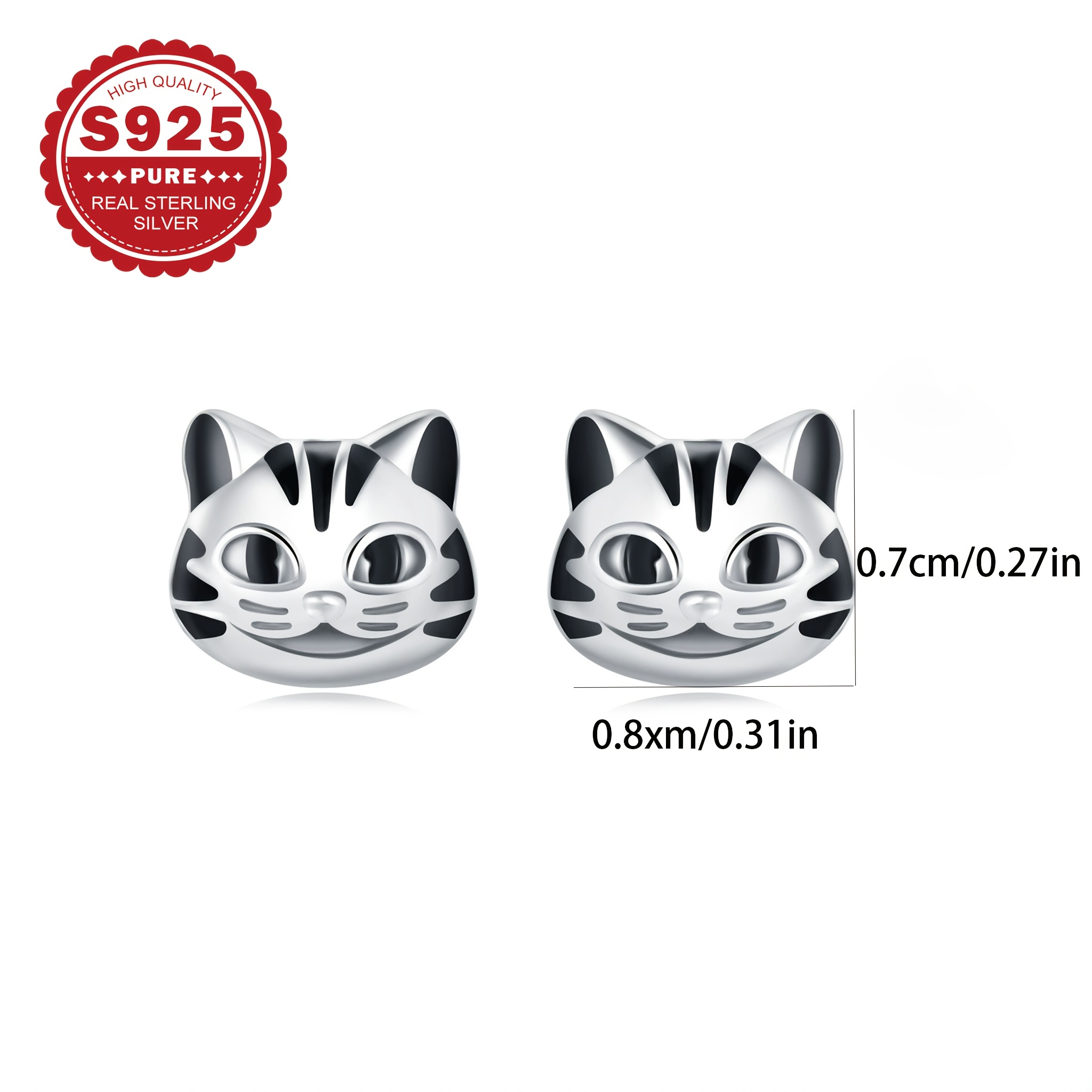 Women's S925 Sterling Silver Cat Stud Earrings — Fashionable Design