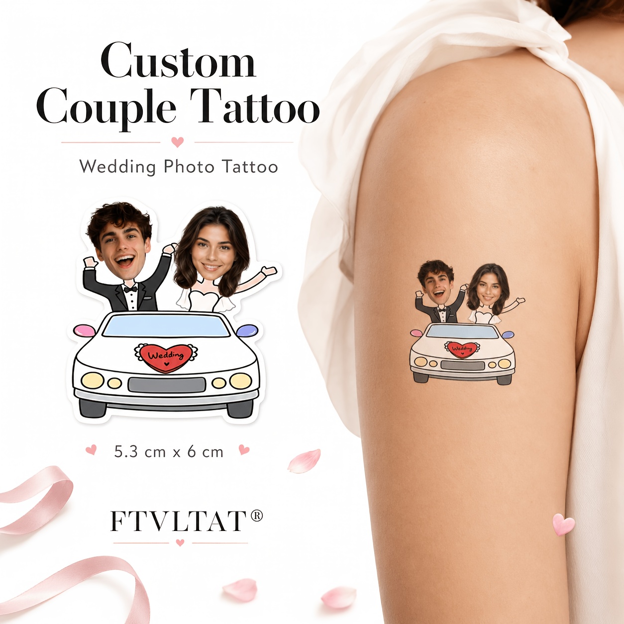 TEMU 20pcs Ftvltat Temporary Tattoo Stickers Suitable For Wedding, & Photo Tattoos - Waterproof Custom Photo Transfer With Your Own Picture, &