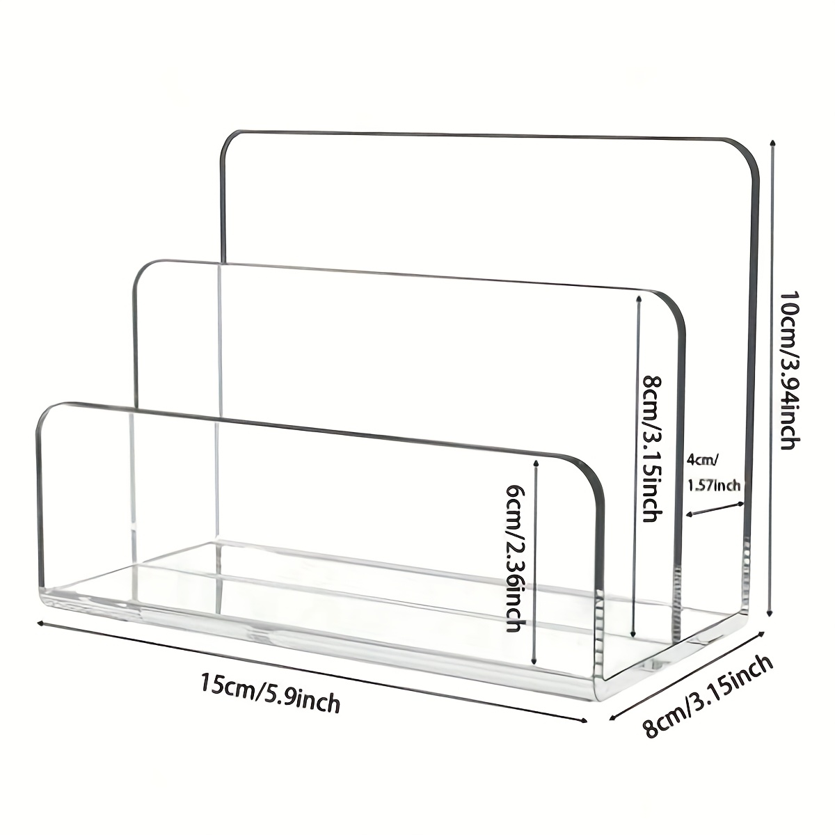 Image of Acrylic Mail Sorter Desktop Organizer, 2-compartment Transparent Small File Script Letter Office File Storage, For Desk Bill Filling Envelope Rack Office, Home, School Desk Organization