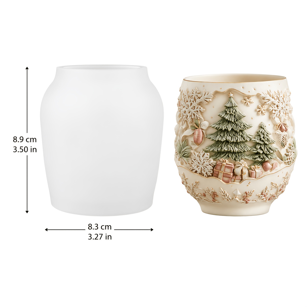 TEMU Fdudf Christmas Silicone Mold Suitable For Resin Crafts, 3d Tree Snowflake & Bow Relief Jar Mold With Non- For Diy Succulent, Pen Holders,