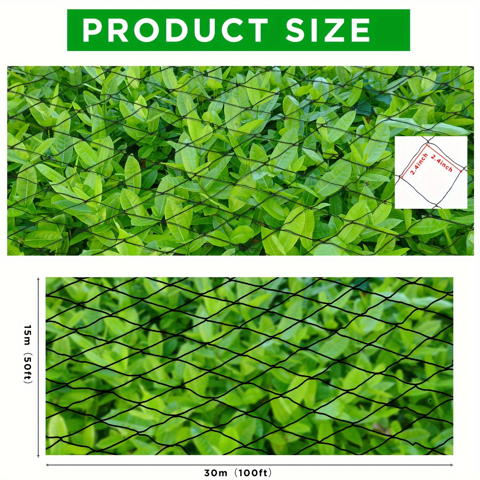 50 x 100 bird netting featuring a 2   mesh durable deer fence garden netting reusable poultry barrier   fruit trees and plants from chickens squirrels and other pests