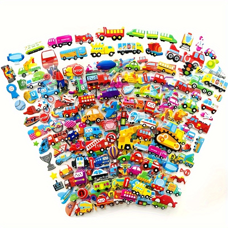 

8 Pack Of New Cartoon Transport Vehicles 3d Bubble Waterproof Stickers - Trains, Planes, Cars, And More - Perfect For Journals, Notebooks, And Party Decorations - Suitable For Ages 3-8 - Beville Brand