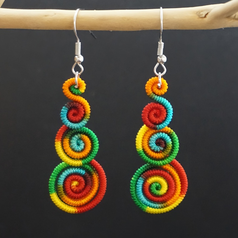 

2pcs Colorful Retro Rainbow Earrings, Fashion Ethnic Earrings, Men's And Women's Elegant Stylish Accesssories, Classic Souvenir, Ideal Gift For Valentine's Day, Christmas, Birthday, Anniversary