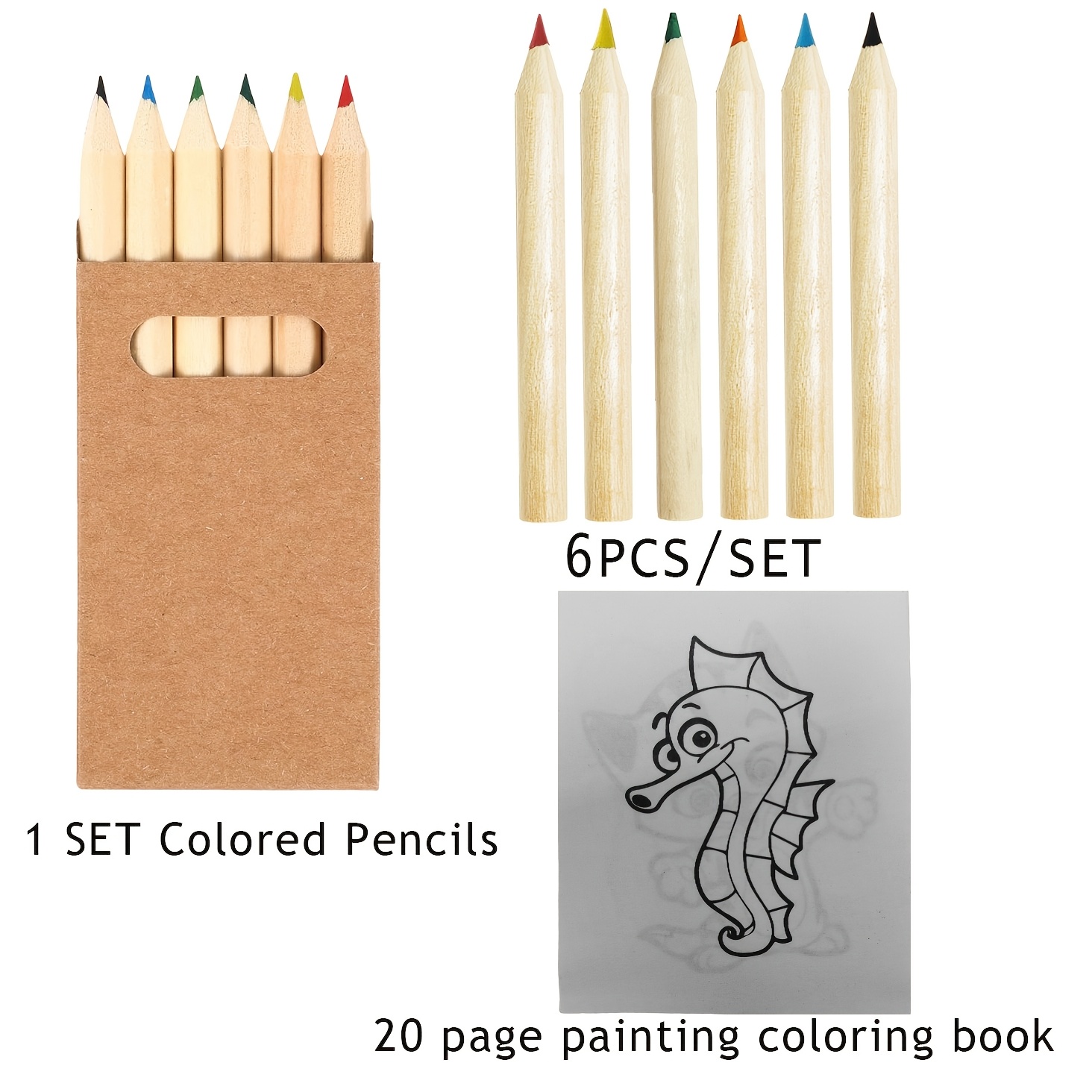 Image of 6 Psc/set Mini Drawing Pencils And Mini Coloring Books, 3.5 Inch Portable Color Pencils For Painting School Supplies Pencils For Drawing, Sketching And Coloring