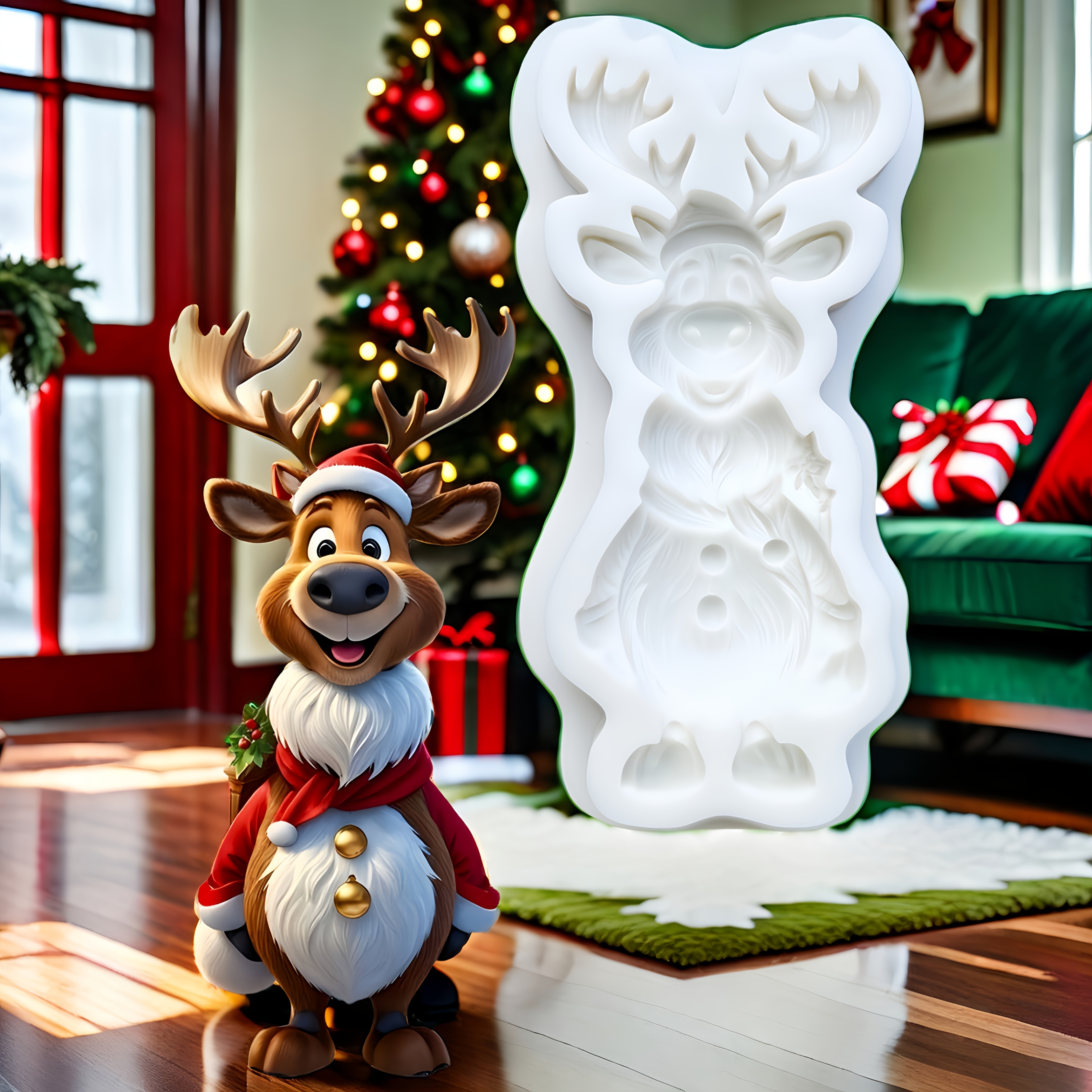 Image of Christmas Tree, Reindeer Shaped Gummies And Fondant Molds, Cake Molds, Cake Decoration Additions, Chocolate Dropper Molds