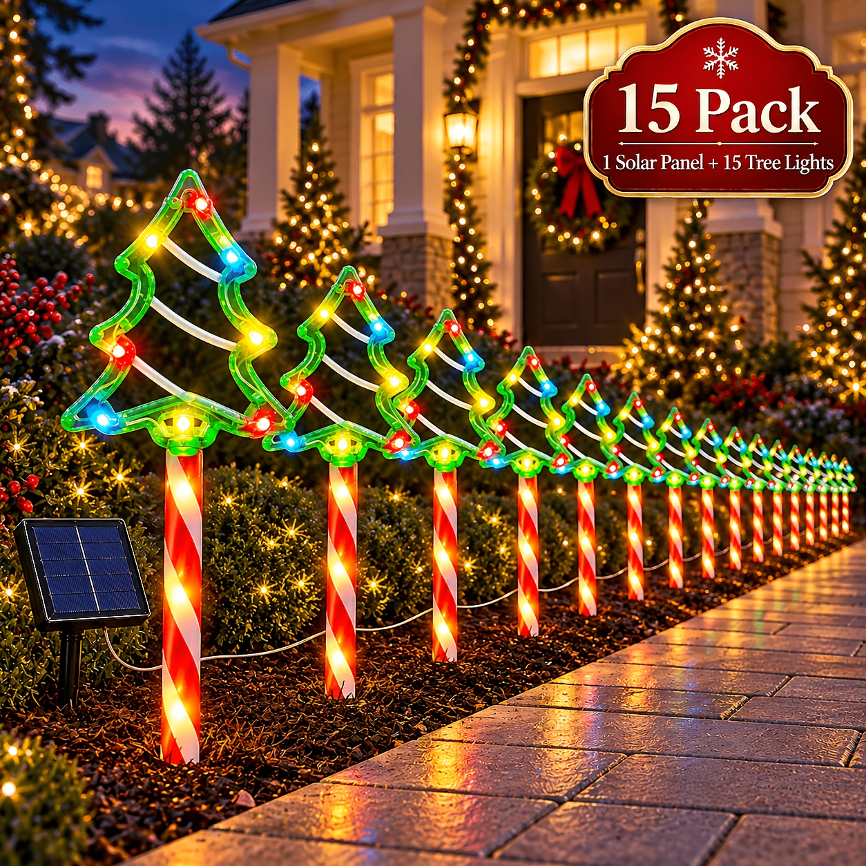 TEMU 15-pack Outdoor Garden Lights, Led Fairy String Patio Yard Lights, Color Changing Lights With 8 Lighting , , For Pathway Lawn Christmas Holiday