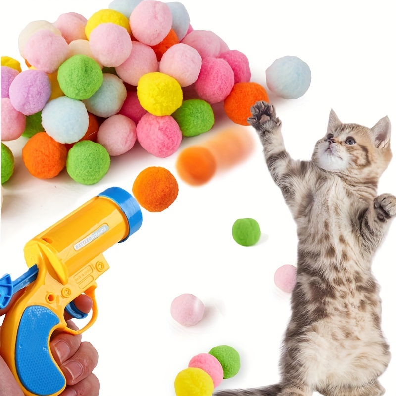 

1pc Interactive Launcher Cat Toy With 20pcs Plush Balls, Funny Cat Teaser Toy For Cat And Dog Training And Amusement Supplies