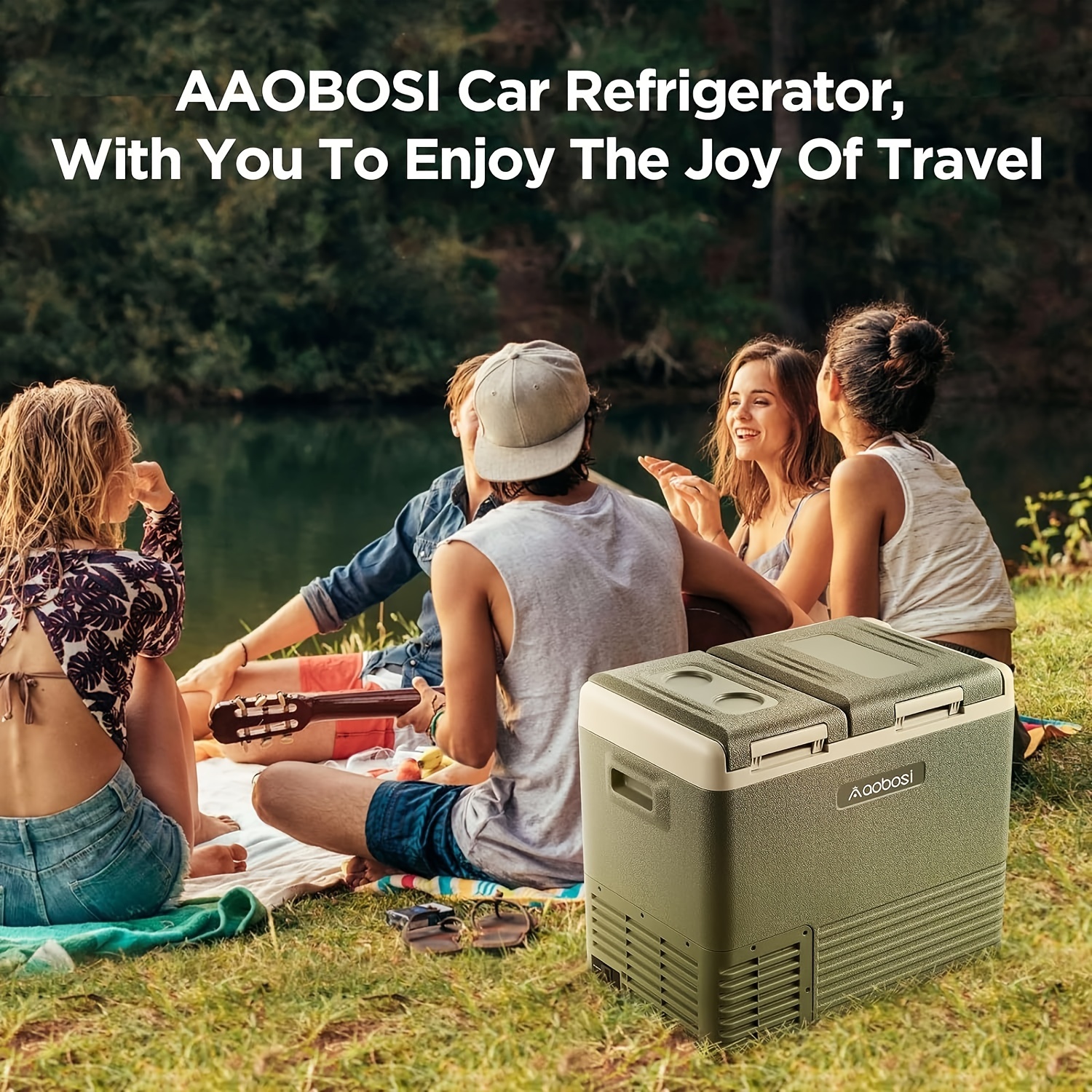 AAOBOSI 12 Volt Car Refrigerator 32 Quart (7.93gal) RV Portable Refrigerator Freezer Car Fridge Cooler Electric Compressor Cooler 12/24V DC Travel Refrigerator