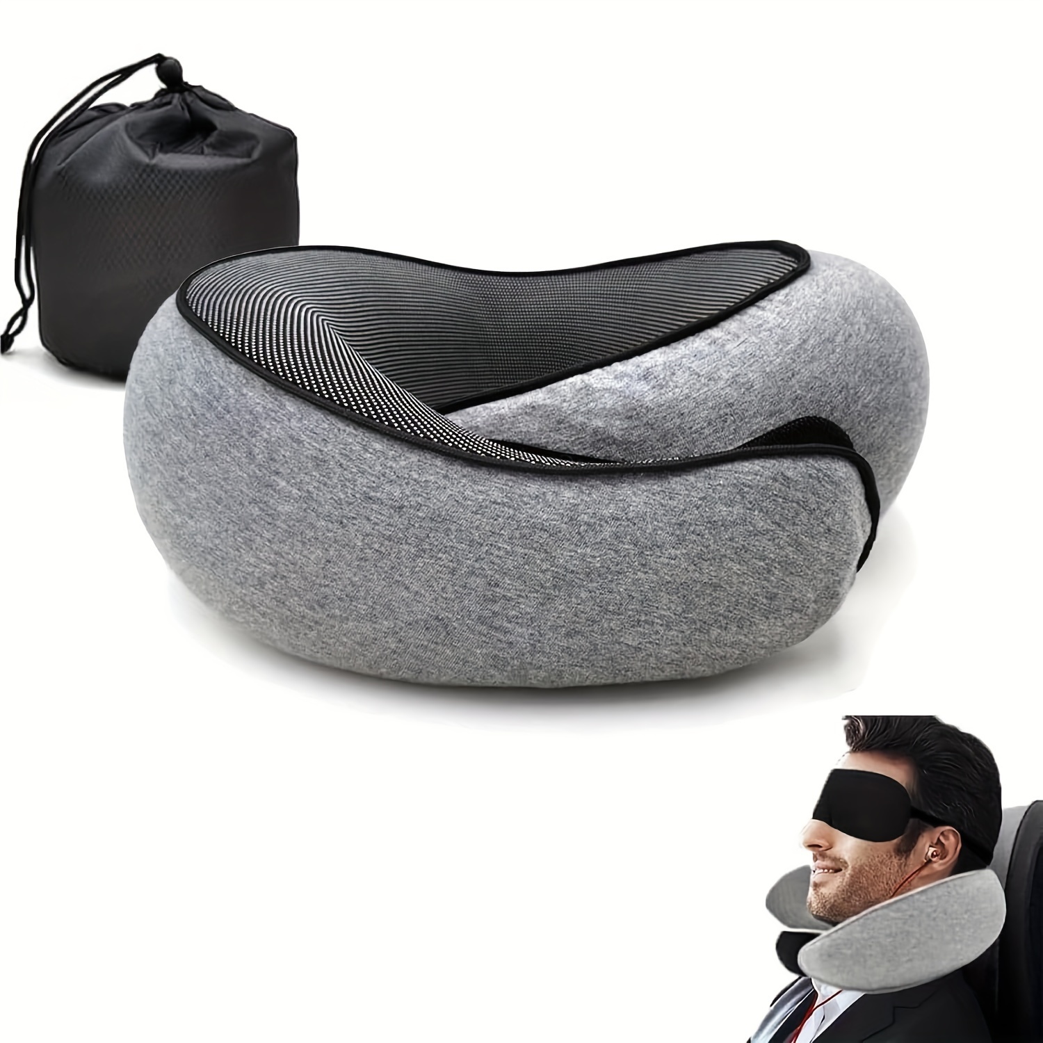 

1pc Memory Foam Neck Pillow Portable U Type Travel Pillow With Carry Bag Break Aircraft Sleep Pillow Cervical Support