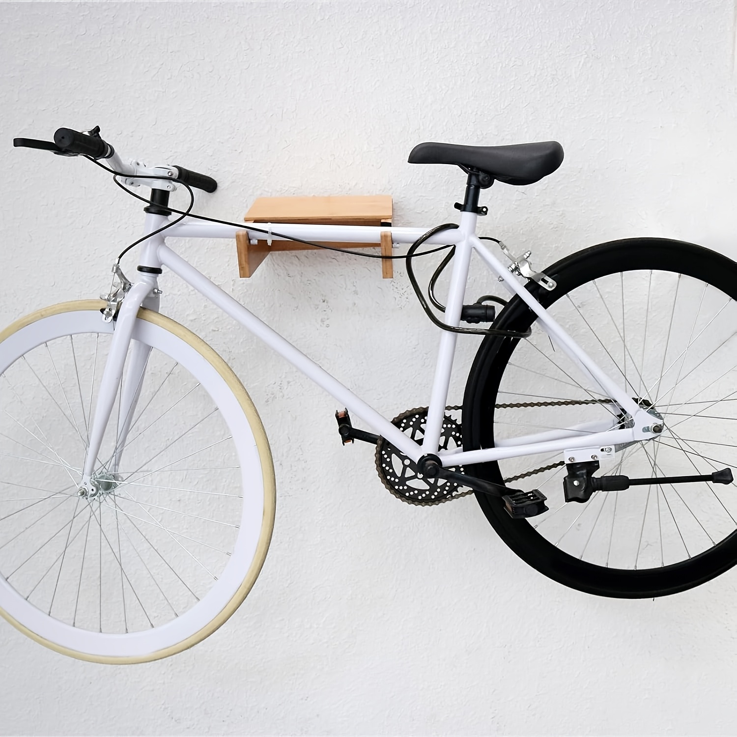 1pc Wooden Bike Wall Mount - Indoor Bicycle Rack, Hardwood Bike Rack Storage with Removable Shelf, Weighing up to 18.14 KG, Saves Space, Ideal for Storing Road Bike Helmets and Household Items
