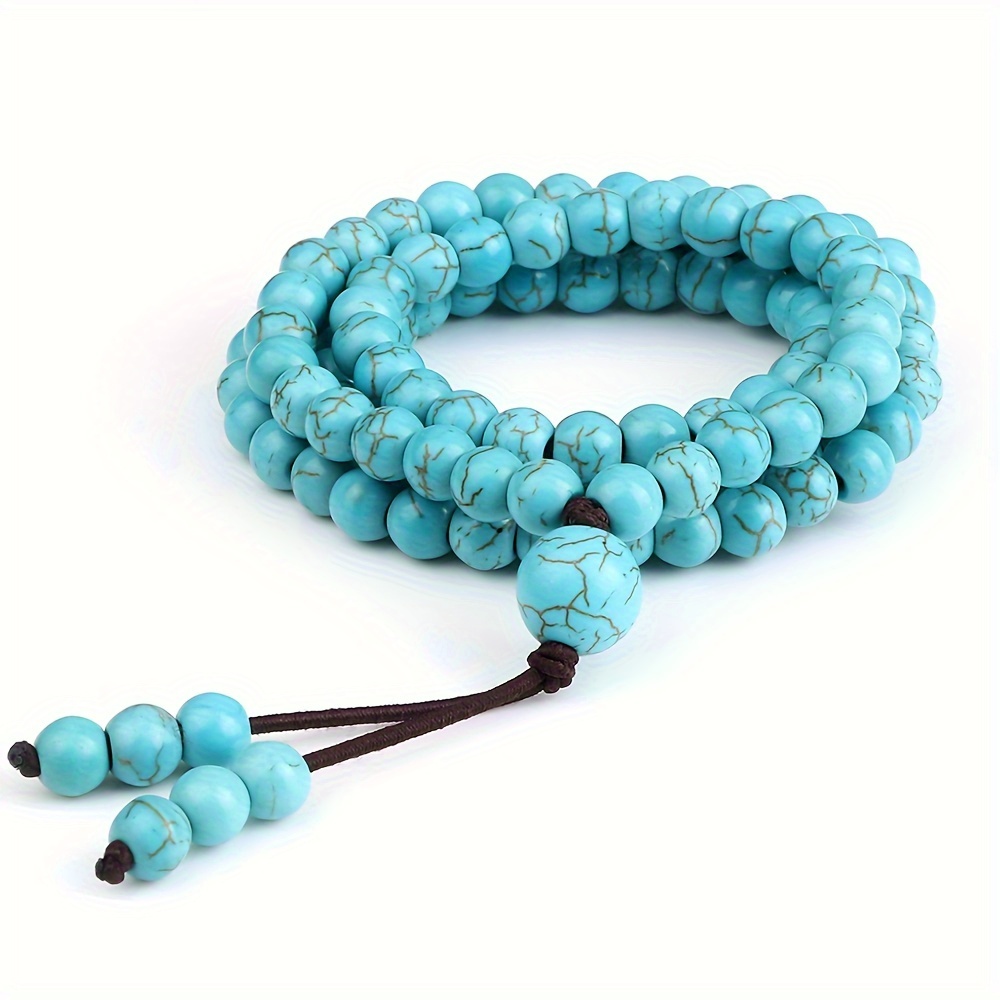 Boho-chic 108 Bead Bracelet - Versatile Turquoise Jewelry For , Perfect For Daily Wear & Gifting