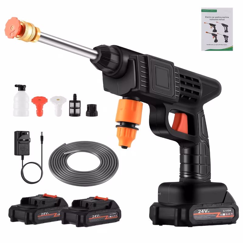 cordless portable pressure washer with 2 batteries 3000psi cordless power washer 24v battery for car driveways 16 5ft hose included details 3