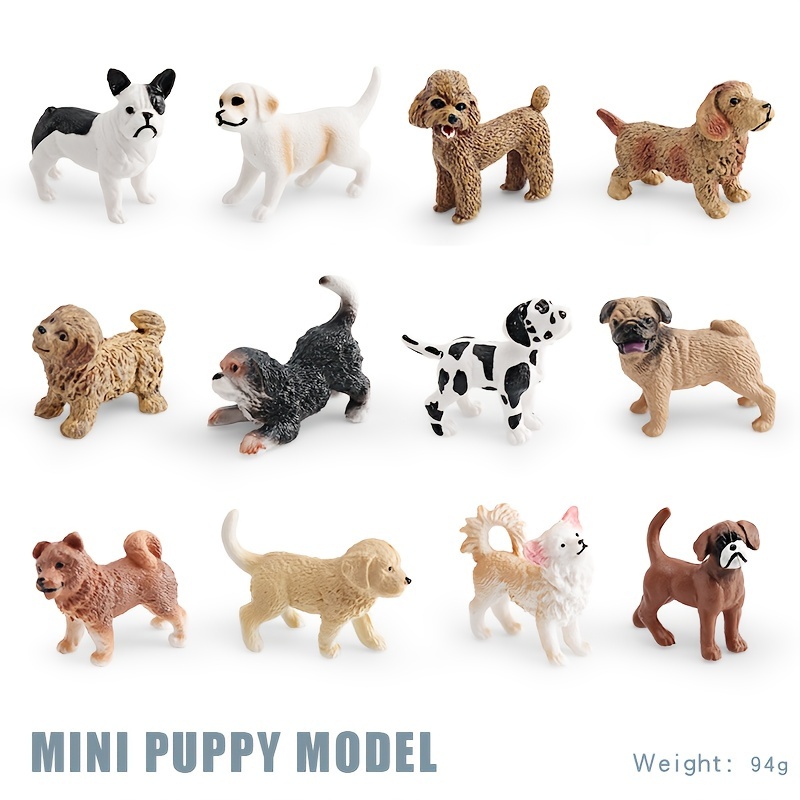 Image of Miniature Dog Models: , Chihuahua, Bulldog, Golden Retriever Animal Figurines