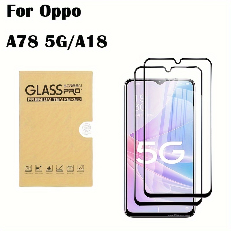 TEMU 2pcs Full Cover Tempered Glass For Oppo A78 5g A18 Screen Protector