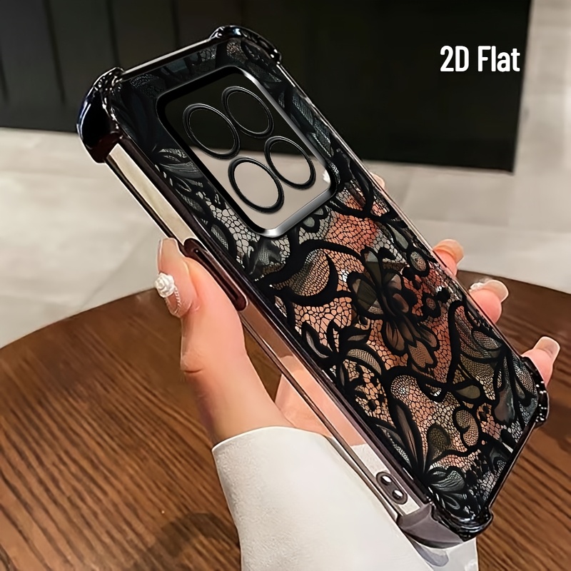 TEMU Phone Case: 2d Flat Phone Case Suitable For Redmi Note 15/15pro/14/14pro/13/13pro/4g/5g Pro   Electroplating Anti-drop Soft Phone Case Lace