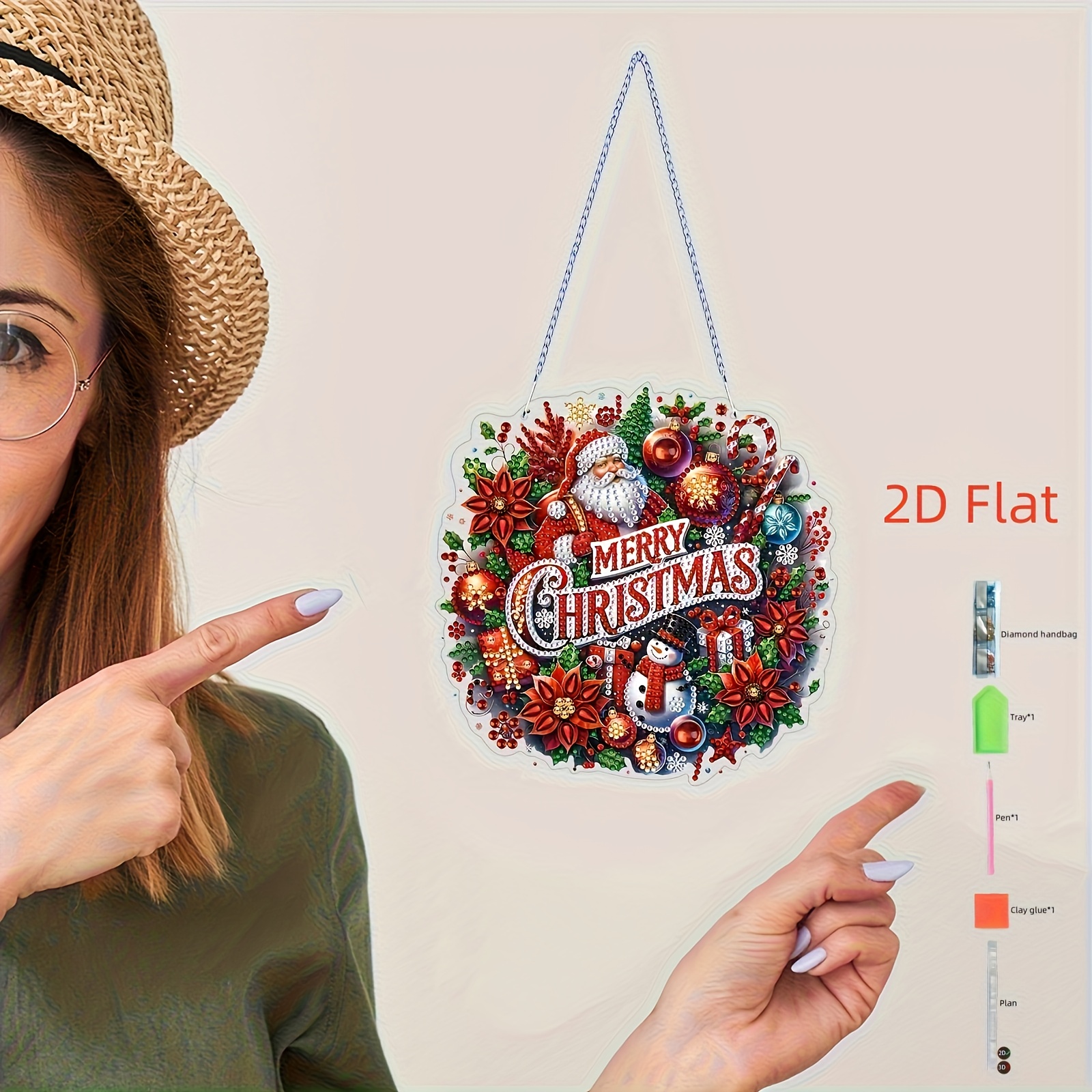 2d Santa Claus Diamond Painting Kit - Acrylic Decorative Ornaments, Creative Christmas Gifts And Decorations