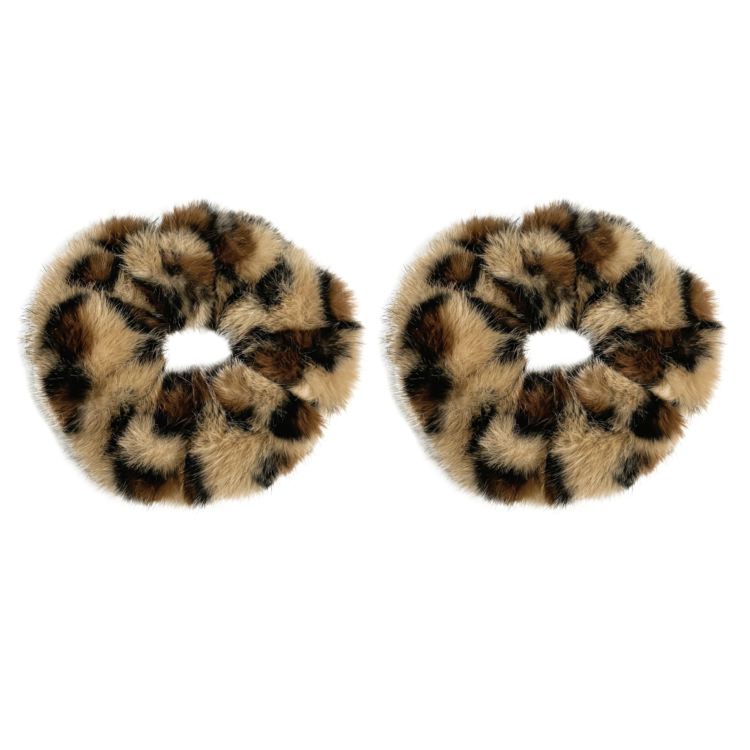 TEMU Confezione elastici per capelli in peluche con stampa leopardata da donna, morbidi elastici per capelli in pelliccia, eleganti e carini anelli
