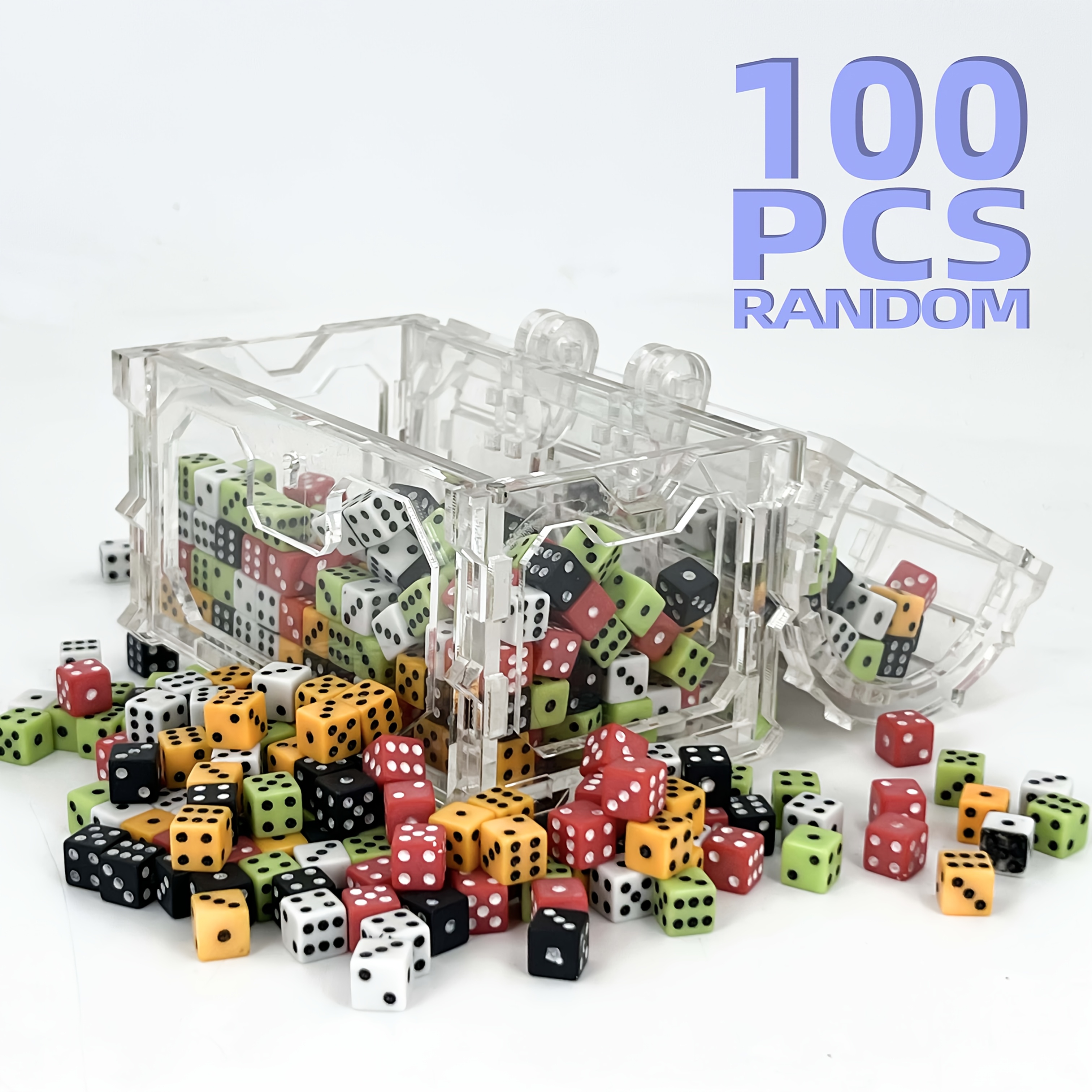 100pcs 8mm Square Opaque Random Colors Mini Tabletop Dice