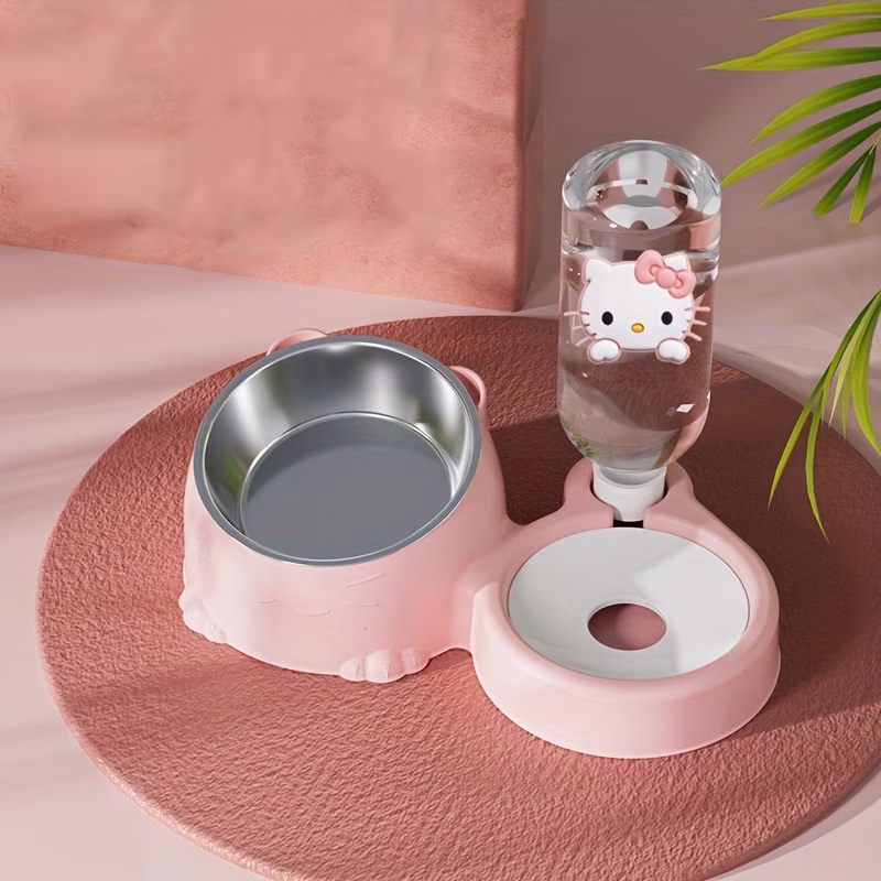2-in-1 Sanrio Hello Kitty Stainless Steel Gravity-Fed Pet Bowl...