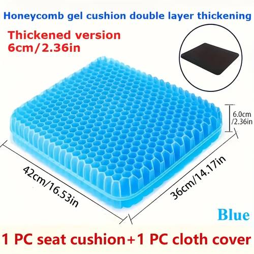 thick honeycomb gel seat cushion designed for breathable and soft fabric use or car featuring a removable cover suitable for rectangular shape and hexagonal design