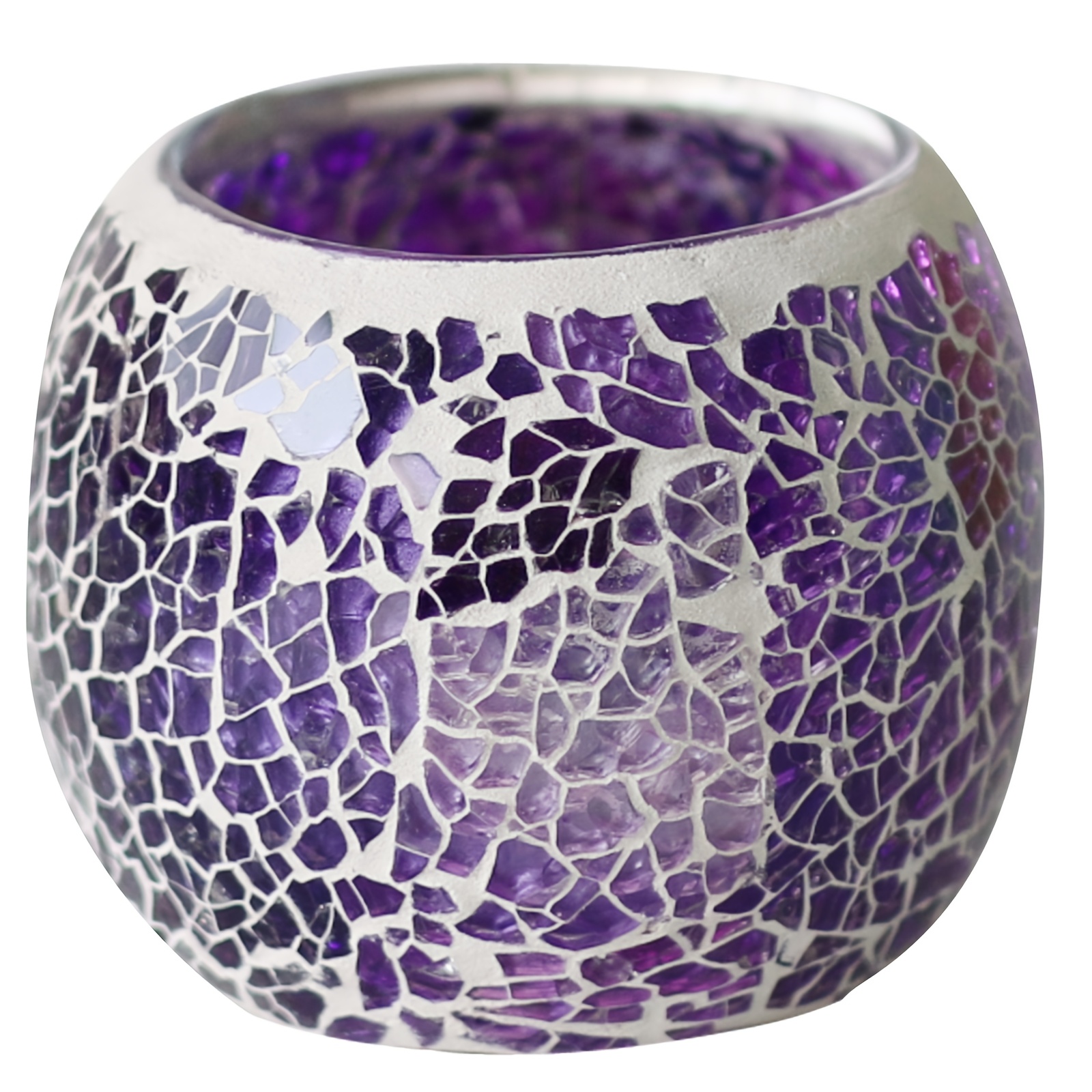 TEMU 1pc Zhaohai Powder-coated Mosaic Votive Candle Holder - Powder-coated Bowl With Tea Light Holders, Romantic Table Centerpiece For Weddings,