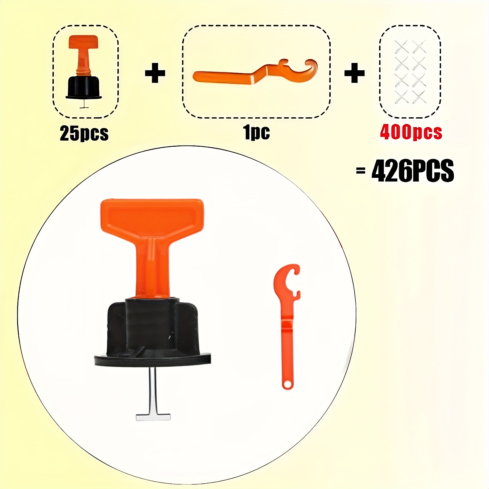 426pcs Of Protilemaster Tile Leveling System Additions, Adjustable Polypropylene (pp) Tile Spacers, Designed For Professional Floor And Wall Tile Installation With Positioning Wedges And Clips