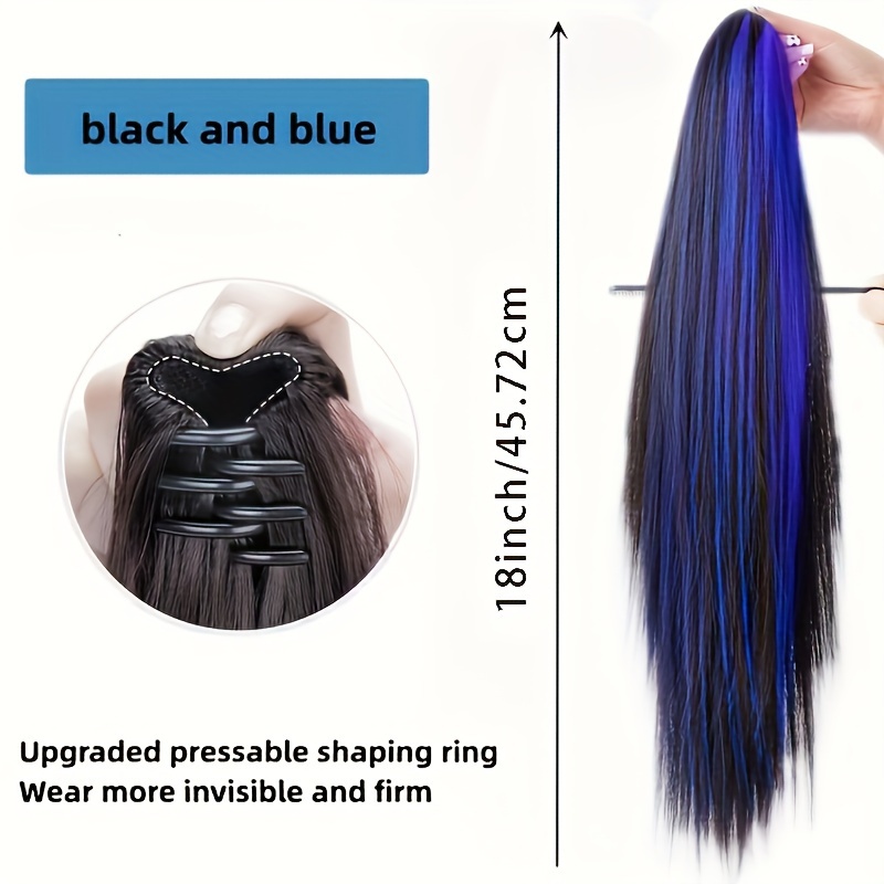 18 inch womens claw clip ponytail hair extensions black hair Temu