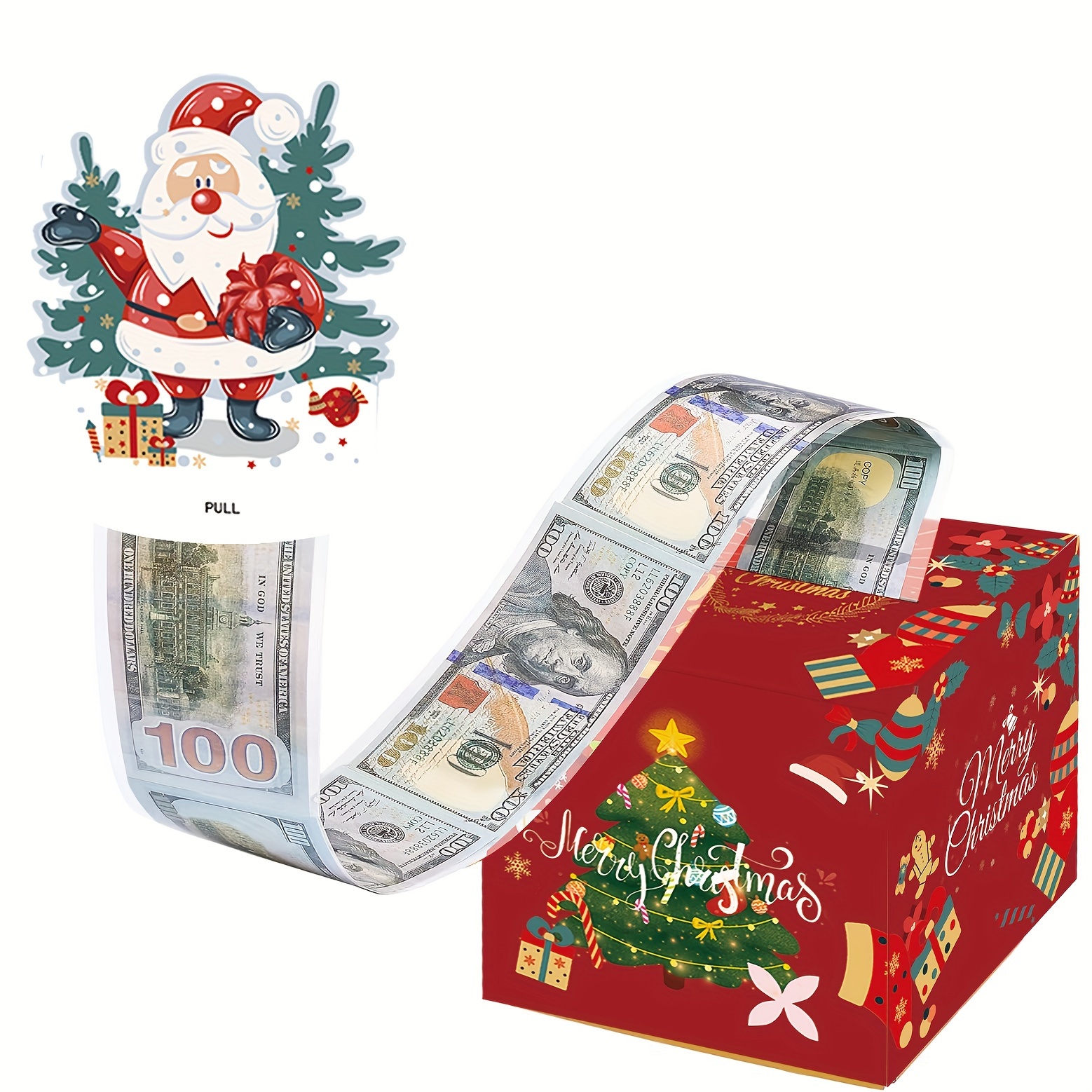 圣诞节主题现金箱快乐生日贺卡和50个透明袋惊喜现金箱现金箱现金适合庆祝生日活动万圣节感恩节圣诞节