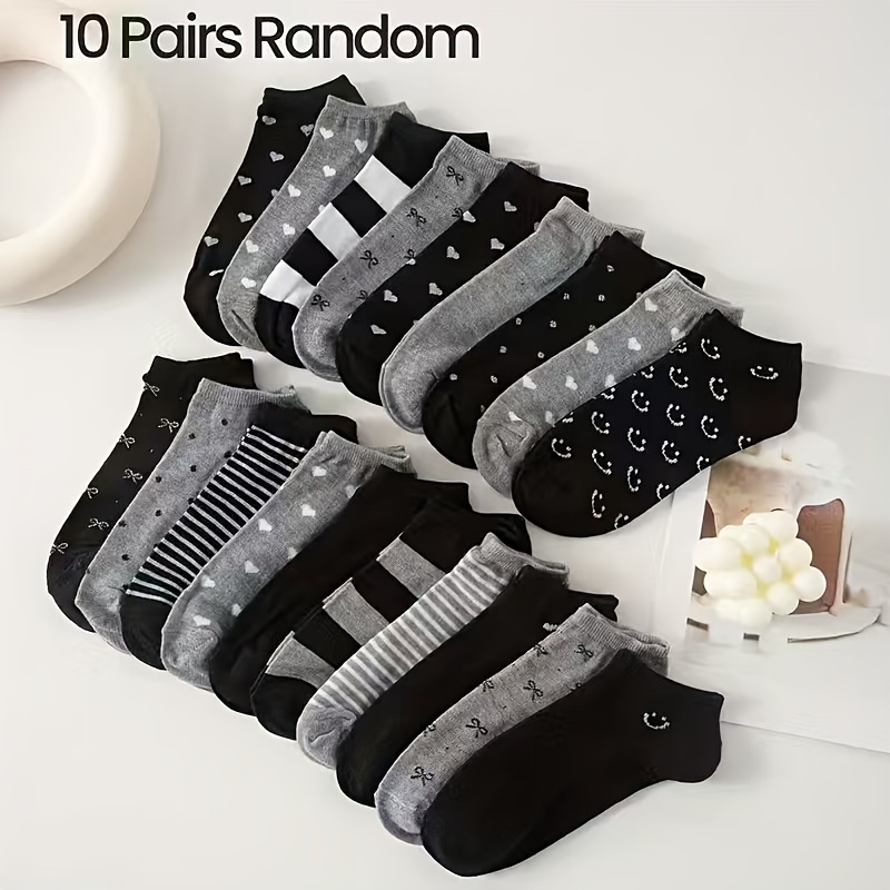 Image of 10 Pairs Random Daily Wear Women's Versatile Cute Fashion Easy, Comfortable Soft Breathable Suitable For Daily Use