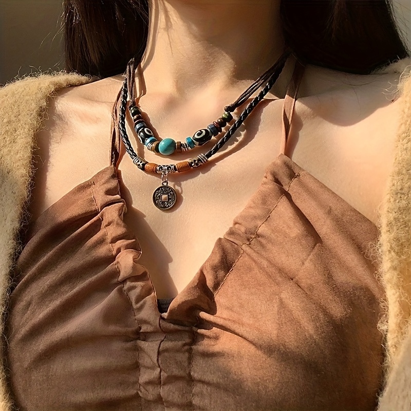 E-shop Damen Halskette aus Türkisperlen im alten Stammesdesign, Herrenarmband - Einzigartig, Hochwertig, Stilvoll, Perfektes Geschenk für Freund oder