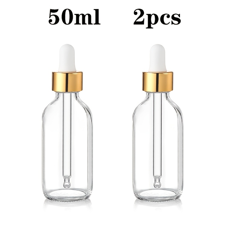 TEMU 2 stuks 20ml 30ml 50ml Lege Flessen Capaciteit Gouden Dop Heldere Druppelaar Flessen Glazen Tinctuur Flessen voor Essentiële Oliën Vloeibare