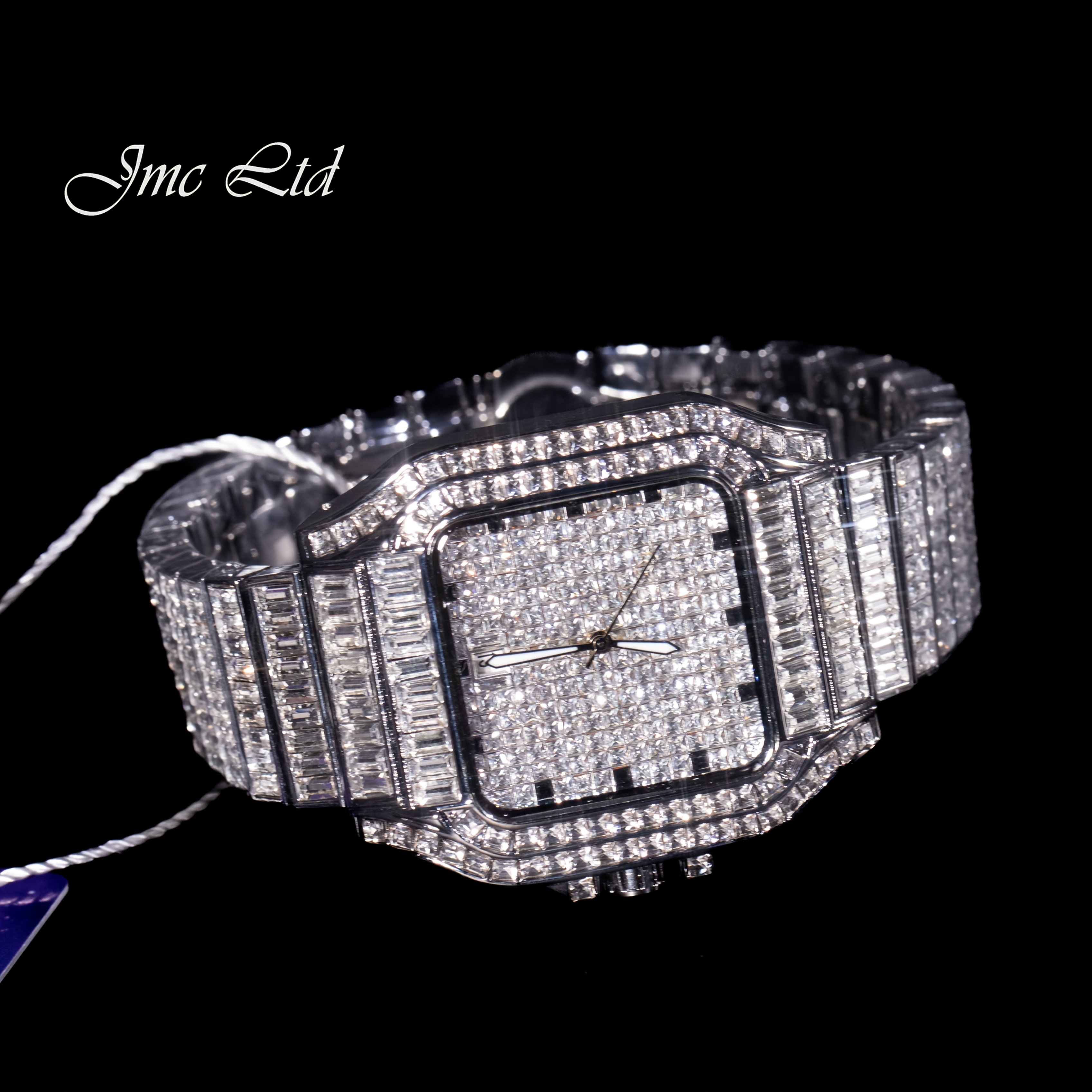 Luxury Hip Hop Square Watch Full Rhinestone Stage Performance Wristwatch, Geometric Glow-in-the-Dark Dress Watch for Christmas Thanksgiving Valentine's Gifts