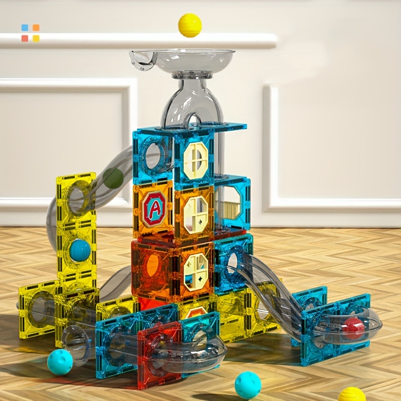 182pcs Track Magnetic Building Block Set Made Of ABS Safety Material Transparent Magnetic Building Blocks Suitable For Children Aged 3-8 Sensory Education Toys For Children Birthday Christmas Gifts