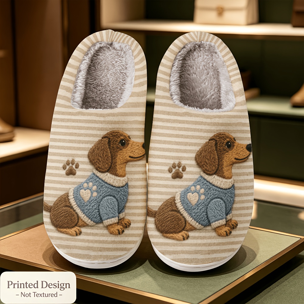 embroidered dachshund with paw   heart pattern womens fashion  ed   slippers   unisex   style essential for family parties   for holiday gifts women shoes