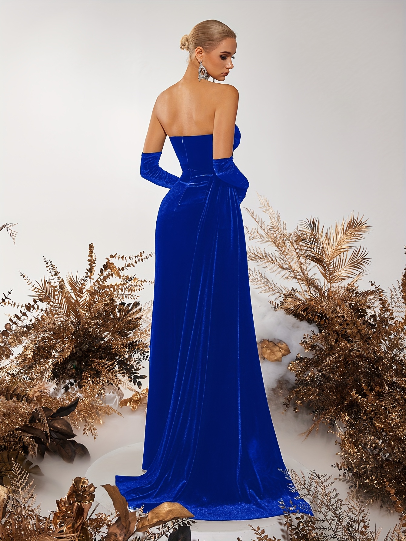 sachin and babi light blue dress Plunge Neck Diamante Detail Low Open Back Maxi Dress In Silver Chainmail |  EGO EU main image 0