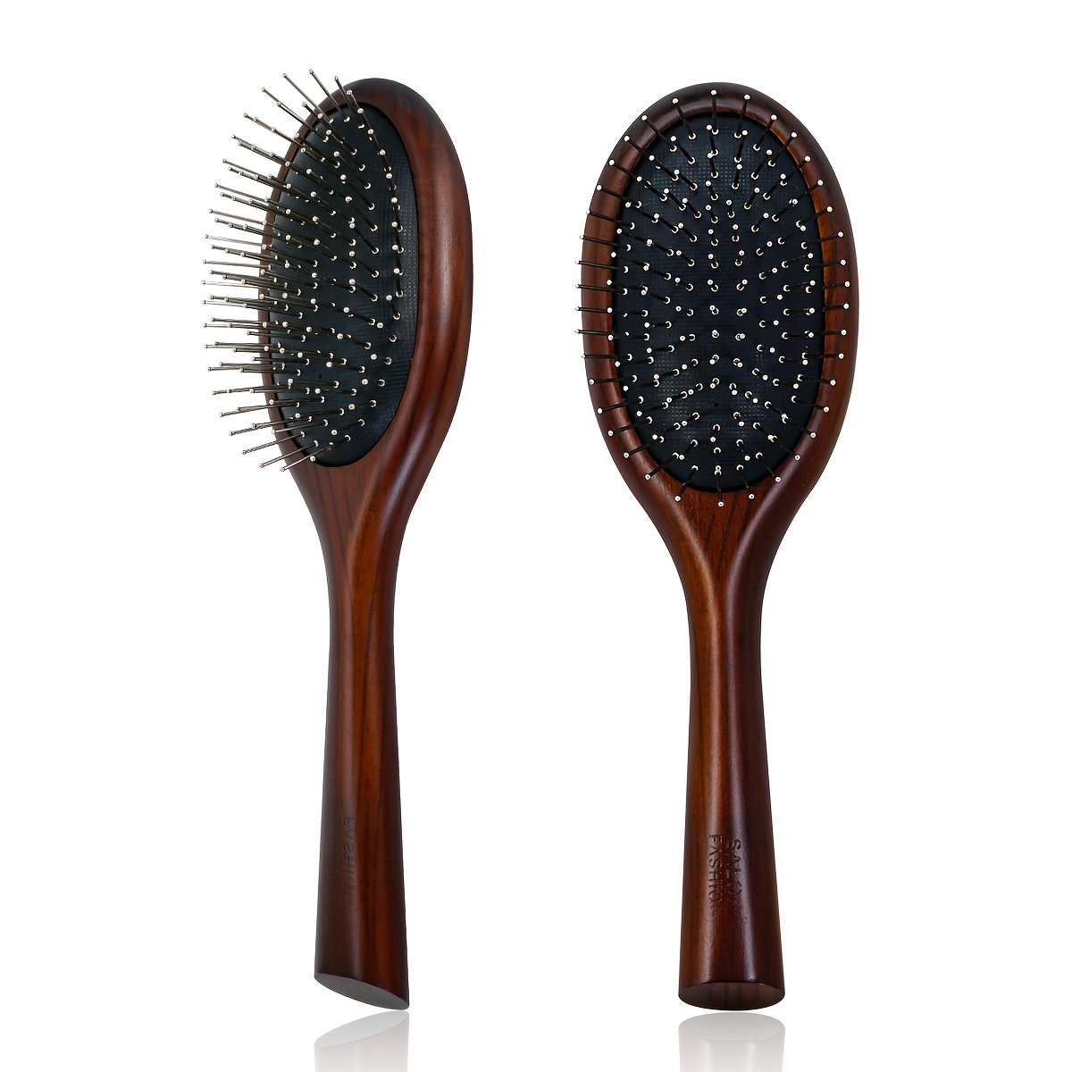 TEMU 1pc Scalp Massage Hair Brush - Brown Cushion Comb With Steel Pins, Anti Static Gift For Her, Men