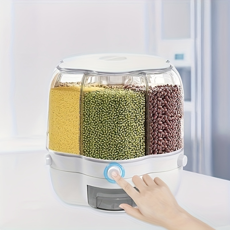 TEMU Rotatable Food Sealed Storage Container Grain Box Cereal Dispenser Rice Uk