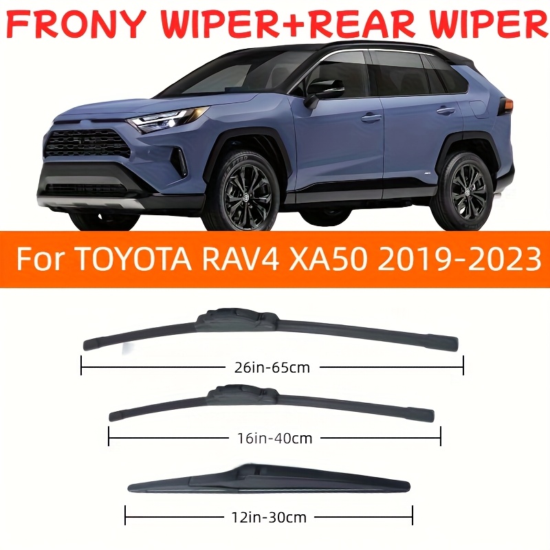 TEMU For Rav4 Xa50 2019-2023 Front And Rear Windshield Wiper Blades, 26" + 16" + 12" Sizes, Hd Silent Operation, Stable Performance, Wiper Blades - -
