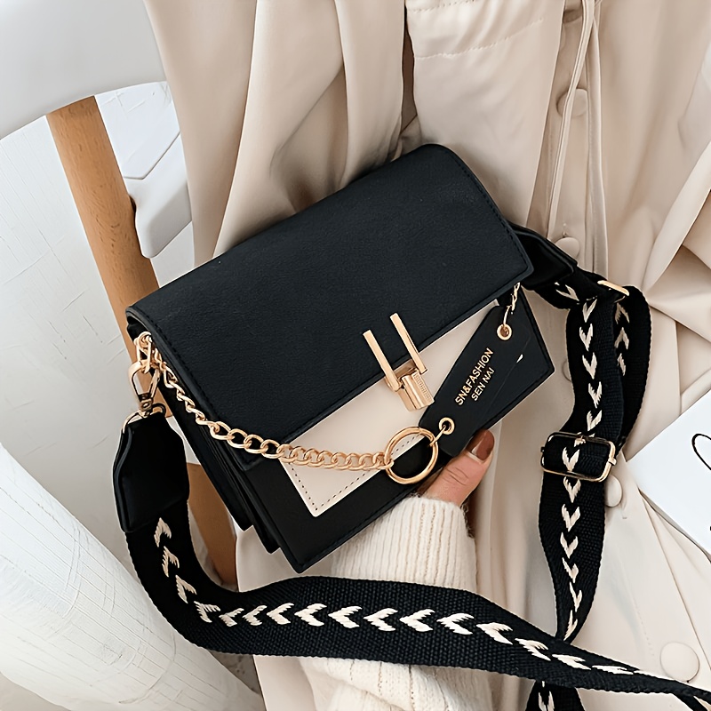 Vibrant Flap Square Bag - Stylish Crossbody Purse With Chain Decor, Trendy Women's Accessory For Daily Use, Perfect For Work, School, Travel And Outdoor Activities