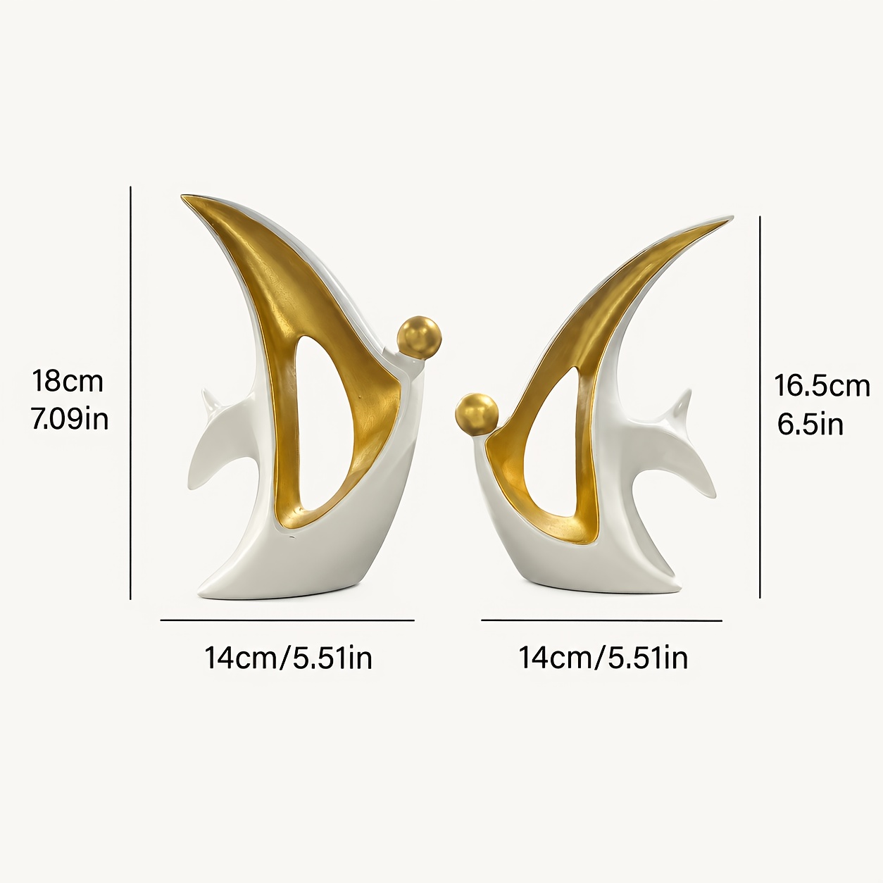 TEMU 2 Pieces Of Decorative Items In Orange And Golden, Featuring Contemporary Abstract Art For Desktop Display, Modern Resin Sculptures For Home