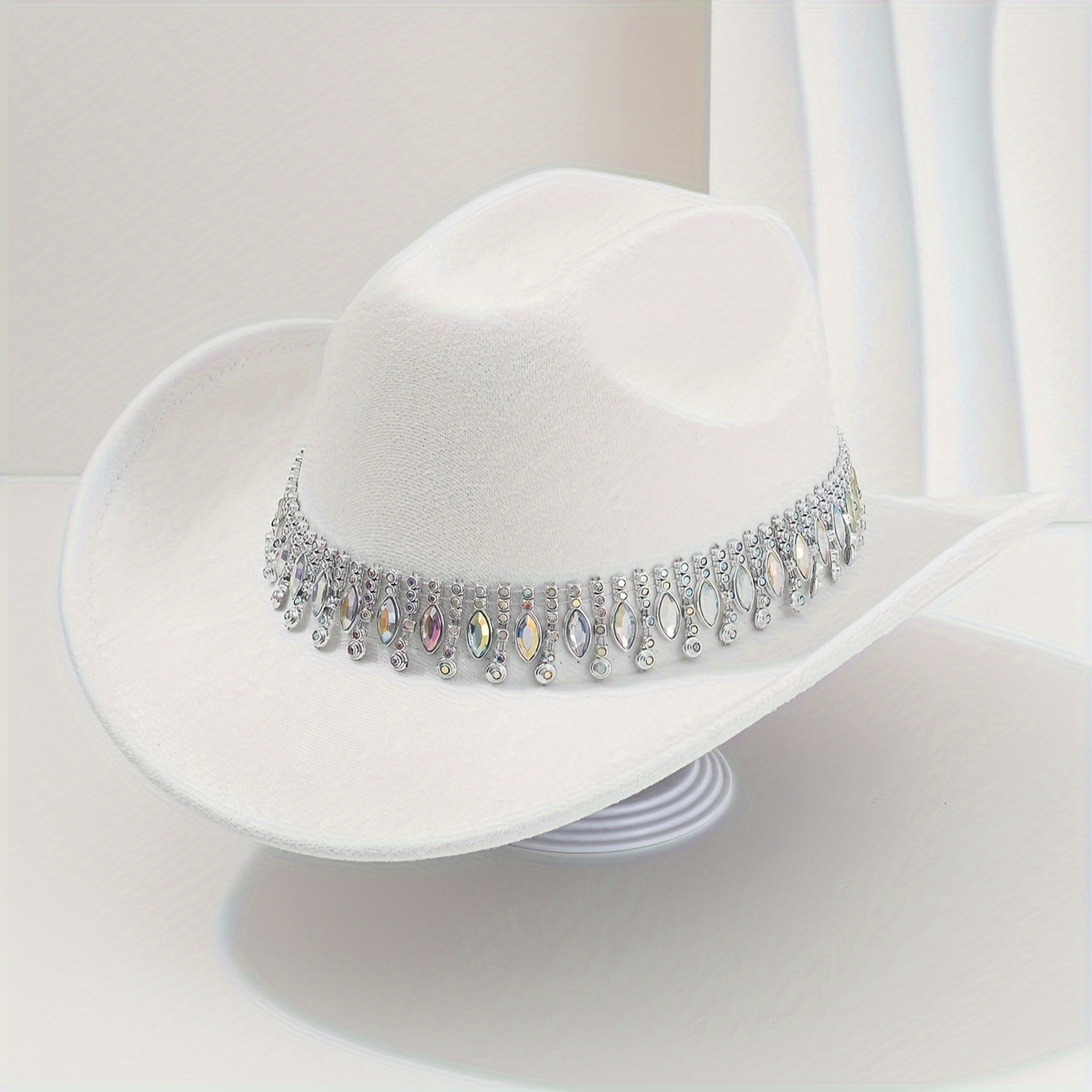 1pc womens elegant cowgirl hat sparkling embellishments wide  display picture 1