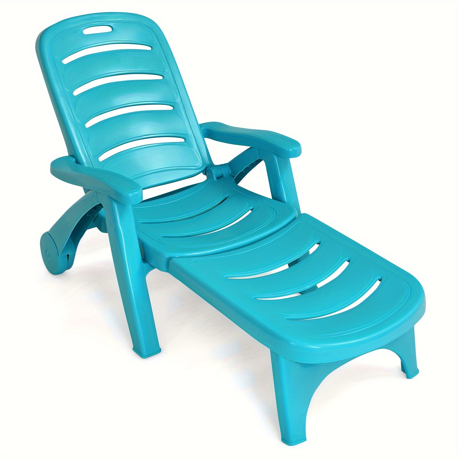 

Folding Chaise Lounge Chair 5-position Adjustable Recliner Turquoise