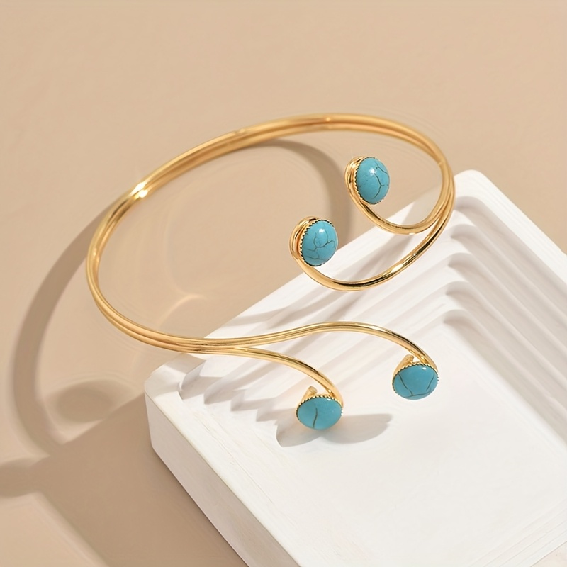 Women's Exaggerated Hollow Tassel Open Turquoise Bracelet