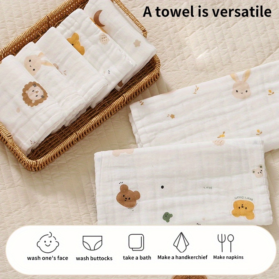 5pcs Baby Square Towel Set with Cute Cartoon Patterns