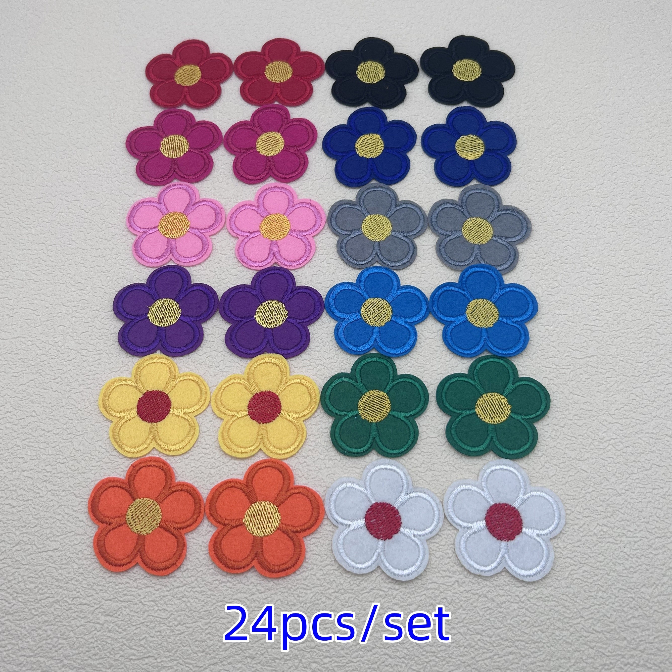TEMU 12/24pcs, Distintivi Ricamati Multicolore Adesivi per Abbigliamento, Borse, Scarpe, e Tessuti Domestici, Fiori Applicazioni da Stirare in Ferro