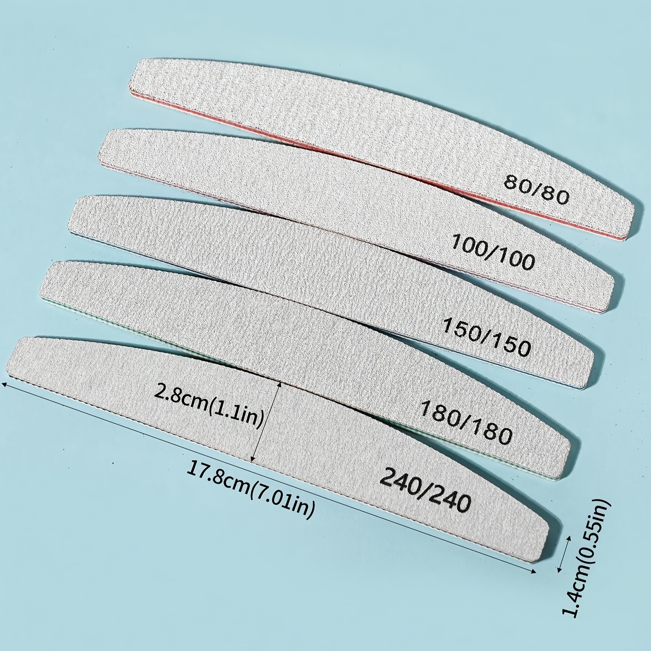 TEMU 5pcs Nail Files Professional Nail Files Reusable And Washable Double-sided Emery Board 80_100_150_180_240 Frosted Double-sided Zebra Files