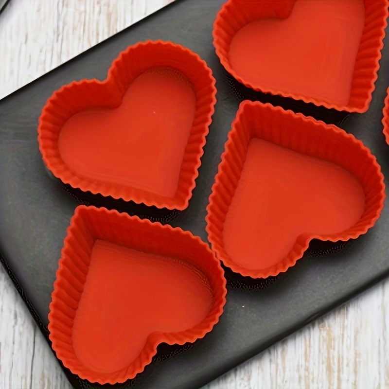heart shaped silicone cupcake liners non stick reusable Temu Norway