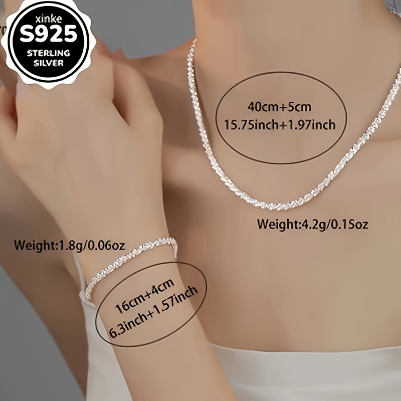 2pcs 925 Silver Jewelry Set — Sparkling Necklace and Bracelet