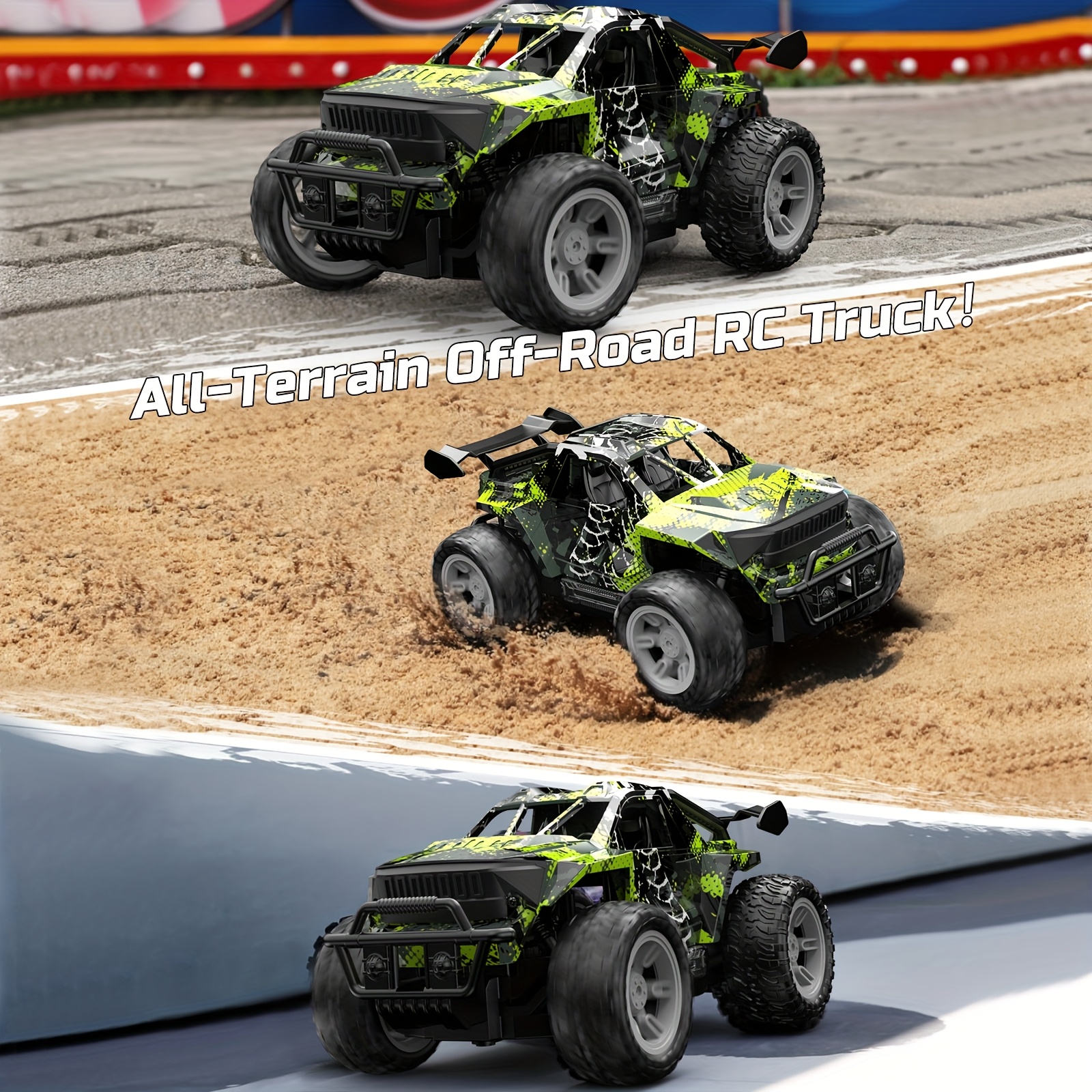 DEERC Remote Control Car With LED Colorful Lights, 1:19 RC Toy Truck For Boys, 2.4Ghz High-Speed Monster Vehicle With 2 Batteries, All Terrain Off-Road Race Car, Perfect Birthday Gift For Boys Girls